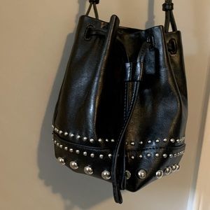 Studded Pleather Bucket Bag